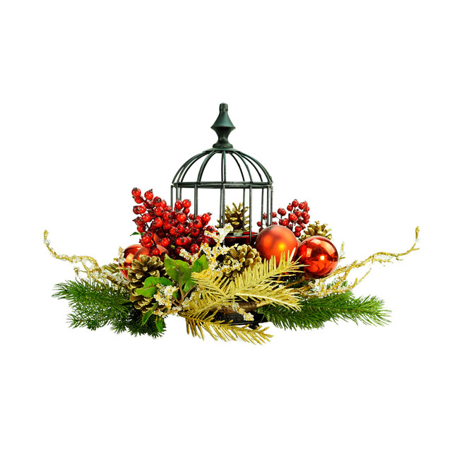 Northlight 12 Frosted Pine, Berries and Pine Cones Floral Arrangement in  Tin Pot, 1 - Food 4 Less