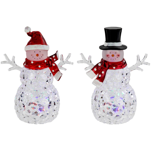 Ice Cube Snowman with Earmuffs Tabletop Christmas Decoration