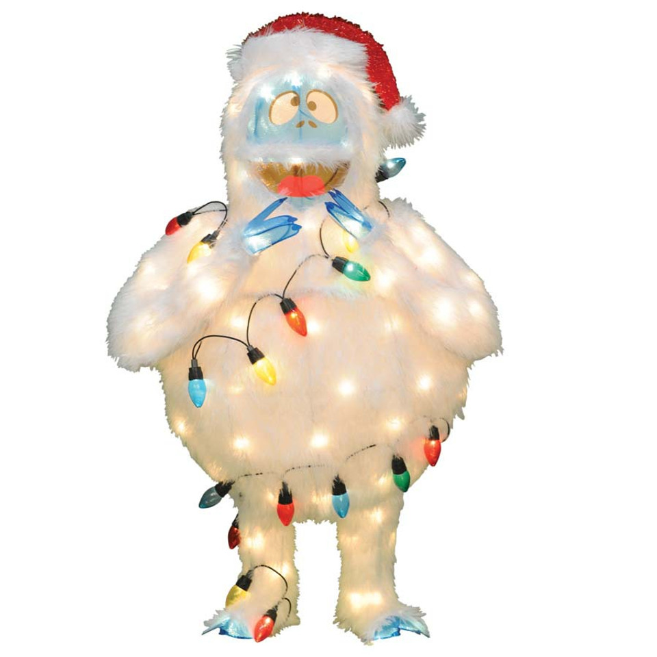 32" White & Blue Lighted Bumble Outdoor Christmas Decor  Christmas