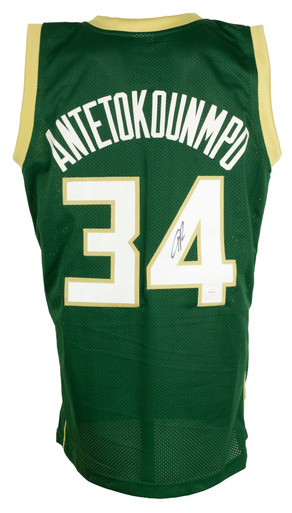 Autographed/Signed Giannis Antetokounmpo Milwaukee Green Custom Basketball  Jersey JSA COA