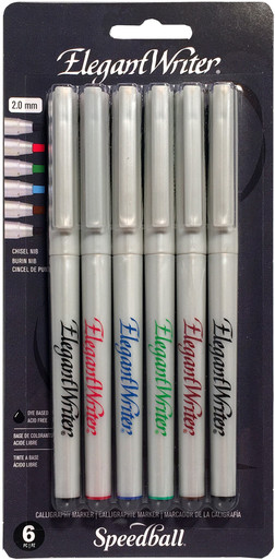 Speedball Elegant Writer Calligraphy Assorted Markers 6/Pkg-Fine Point