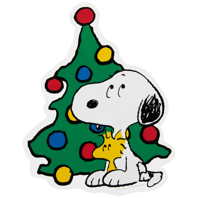 Peanuts Woodstock & Snoopy with Christmas Tree Window Cling