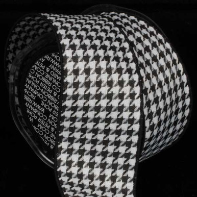 The Ribbon People Black and White Feathers Ribbed Wired Craft Ribbon 2.5 x  20 Yards