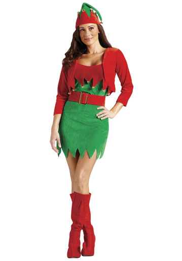 green emerald velvet dress Green And White Sexy Elf Dress main image 0