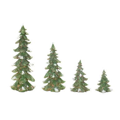 Set of 4 Green & White Pine Trees Decoration, 18.25” | Christmas