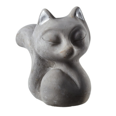 Pack of 4 Gray Fox Figurines with Silver Ears 5.25