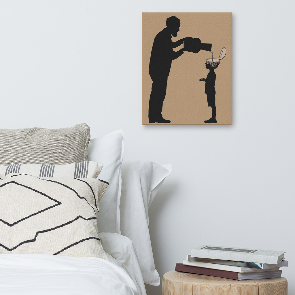 ALL THE GOOD STUFF - Grandfather and grandson - canvas - 2 sizes - FREE SHIPPING 