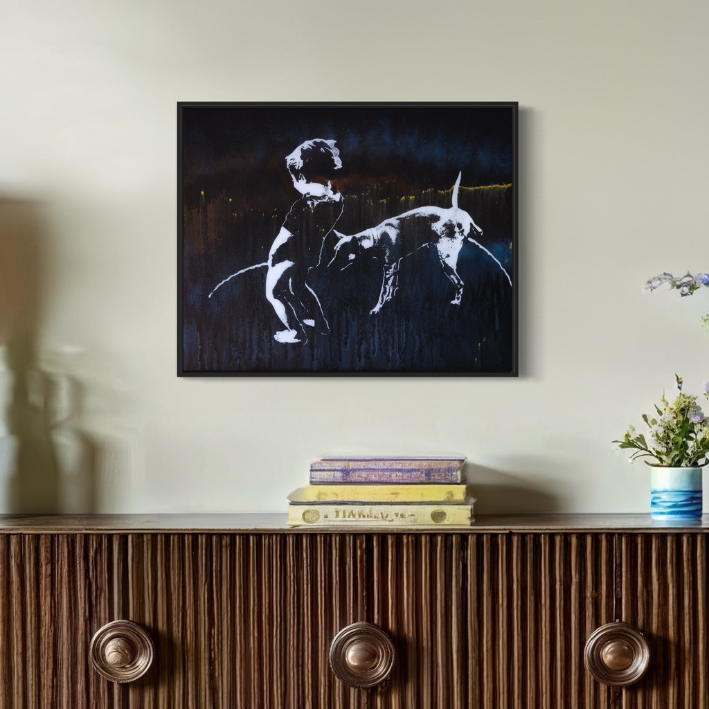 SOLD - BEST BUDS #6 of 15 limited edition - one-of-a-kind, resin coated, framed, on wood panel - FREE USA SHIPPING