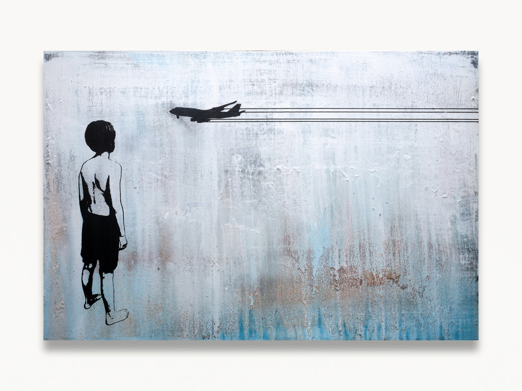 One-of-a-kind painting and screen print of WONDER