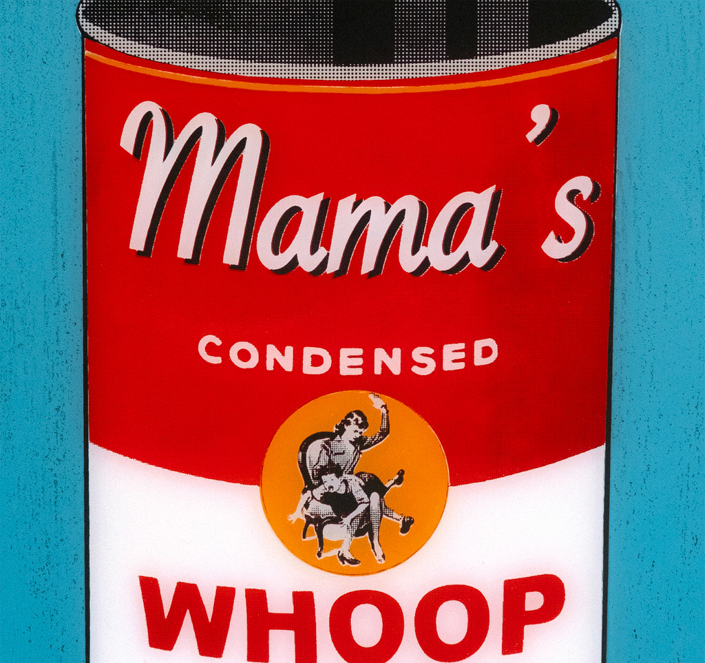 WHOOP ASS - #1 of 2 one-of-a-kind 24x30 six color screen print painting, resin coated, framed, on wood panel - FREE USA SHIPPING 