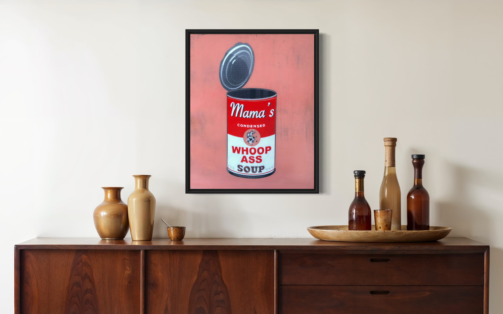 WHOOP ASS - #2 of 2 one-of-a-kind 24x30 six color screen print painting, resin coated, framed, on wood panel - FREE USA SHIPPING 