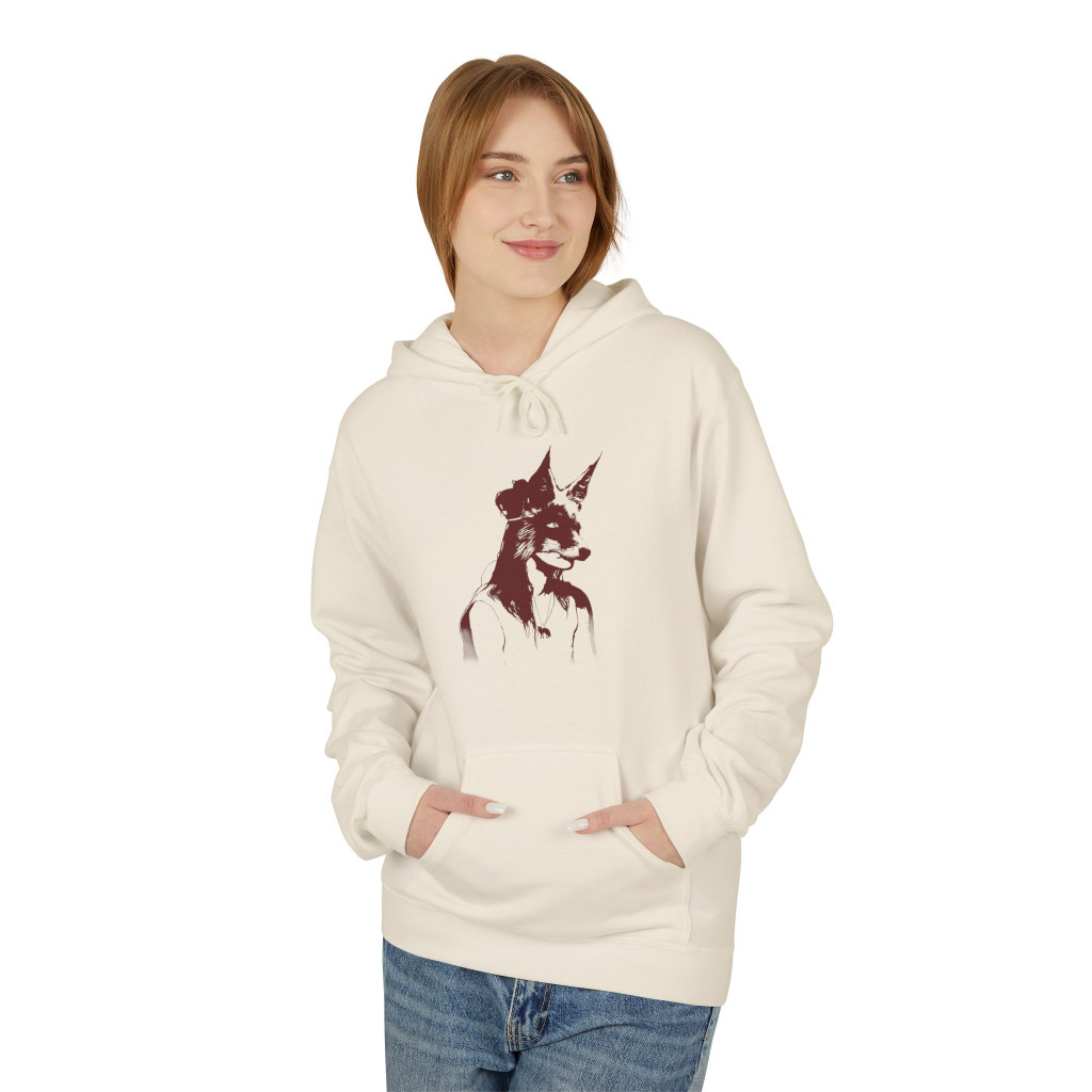Girl With Fox Mask - Unisex Fleece Hoodie - FREE SHIPPING 