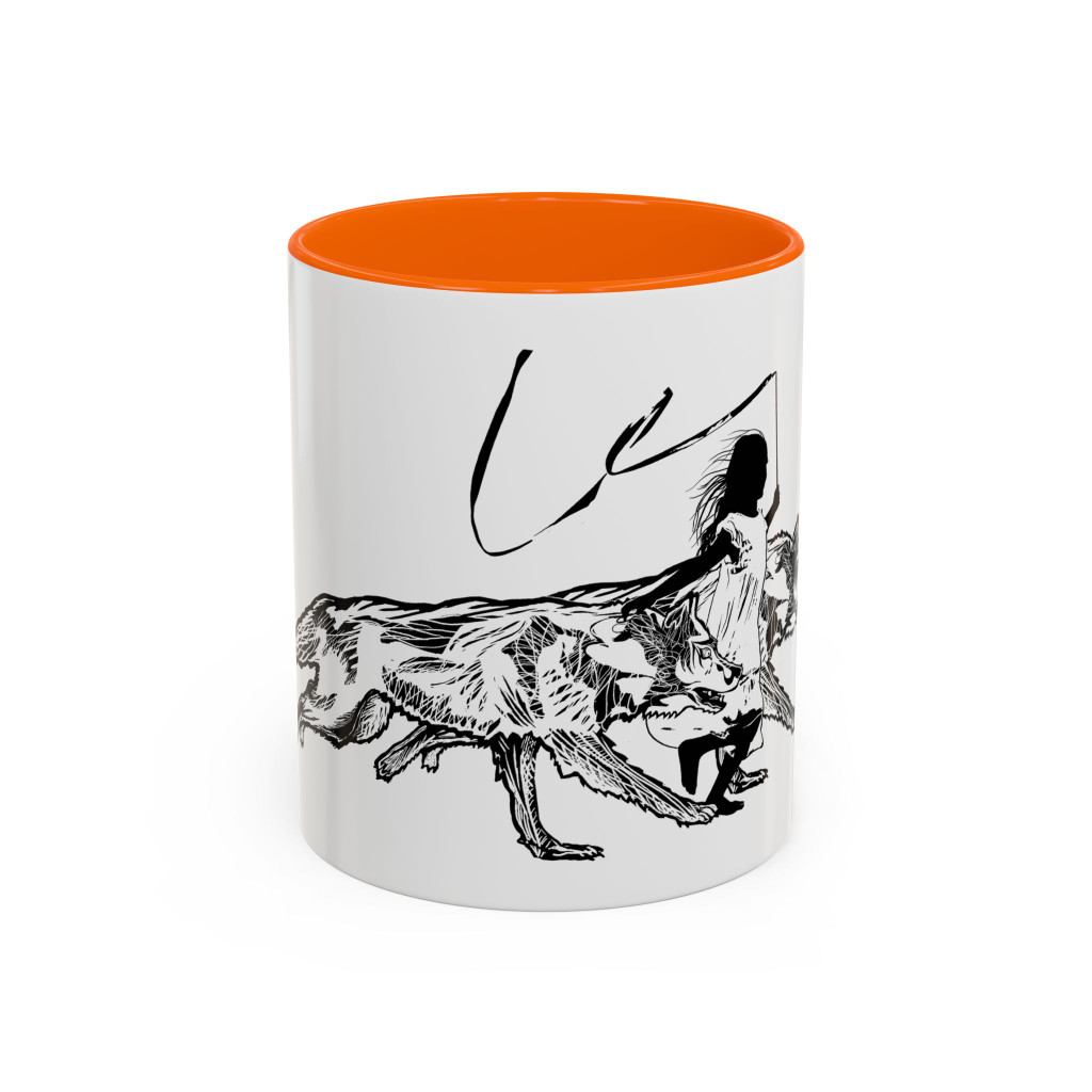 RUNNING WITH WOLVES (black and white) - Accent Coffee Mug (11 oz) - FREE SHIPPING 