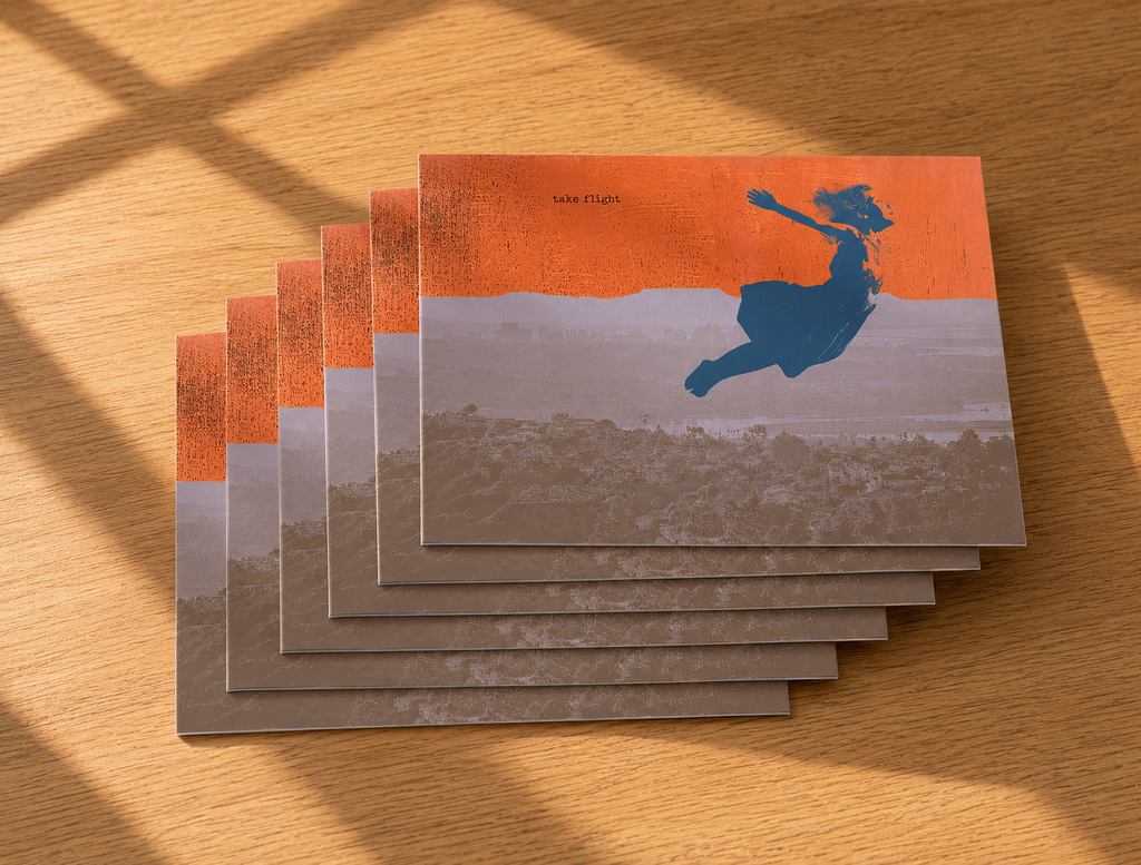 FLYING DREAM - girl - greeting card with envelope - single and multi pack. Free shipping 