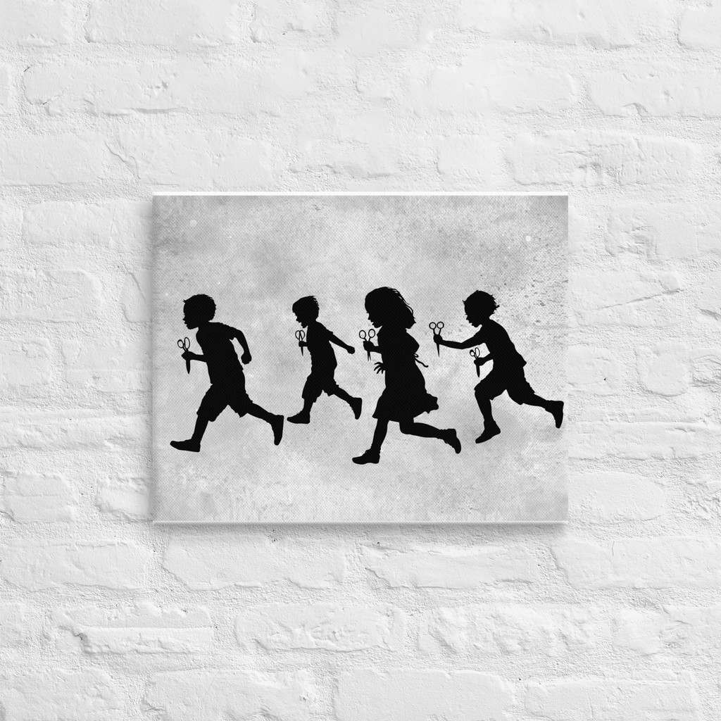 16x20 inch RUNNING WITH SCISSORS on canvas