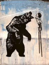 About FIERCE ON STILTS:

Here is another version of Fierce with a boy roaring at the bear; only this time he has ingeniously employed stilts so as to meet the bear eye to eye. He is able to face his fears head on, outwitting his opponent with creativity and cleverness.