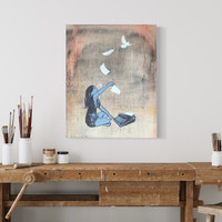 SOLD - L'IDEE DE LA FILLE - one-of-a-kind - #4 - Limited edtion of 7 on varnished wood panel - FREE USA SHIPPING