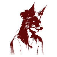 GIRL WEARING FOX MASK - women's racer back tank top