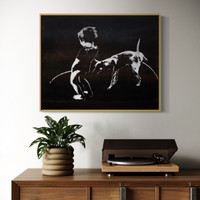 BEST BUDS #5 of 15 limited edition -24x30 one-of-a-kind, glass resin finish on wood panel with black metal frame - FREE USA SHIPPING