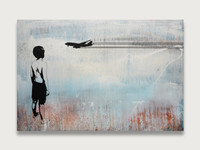 One-of-a-kind painting and screen print of WONDER