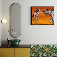 SOLD - Fierce - #1 of 5 one-of-a-kind, resin coated, framed, on wood panel - FREE USA SHIPPING 