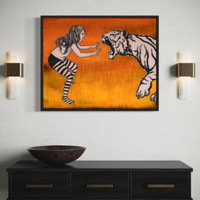 SOLD - Fierce - #1 of 5 one-of-a-kind, resin coated, framed, on wood panel - FREE USA SHIPPING 