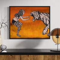 SOLD - Fierce - #1 of 5 one-of-a-kind, resin coated, framed, on wood panel - FREE USA SHIPPING 