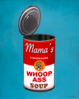 WHOOP ASS - one-of-a-kind original painting and six color screen print on resin coated wood panel. Framed and ready to hang