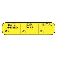 Pre-Printed / Write On Label Apothecary Products® Advisory Label Yellow Paper DATE OPENED/EXP. DATE/INITIAL Black Quality Control Label 3/8 X 1-9/16 Inch  (1/PK)