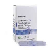 Exam Glove McKesson Confiderm® STR Medium Sterile Pair Nitrile Standard Cuff Length Textured Fingertips Blue Not Rated  (50/BX)