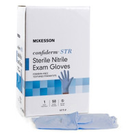 Exam Glove McKesson Confiderm® STR X-Large Sterile Pair Nitrile Standard Cuff Length Textured Fingertips Blue Not Rated  (50/BX)