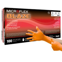 Exam Glove MICROFLEX® Blaze® Medium NonSterile Nitrile Standard Cuff Length Textured Fingertips Orange Not Rated  (100/BX)