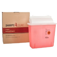 Mailback Sharps Container Sharps Assure Translucent Red Base 12-1/4 L X 4-3/4 W X 10-1/2 H Inch Horizontal Entry 1.35 Gallon  (1/EA)