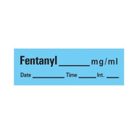 Drug Label Timemed Anesthesia Label Tape FentanyL_mcg_mL Date_Time_Int Blue 1/2 X 1-1/2 Inch  (1/RL)