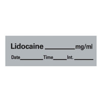 Drug Label Timemed Anesthesia Label Tape Lidocaine_mg/mL Date_Time_Int Gray 1/2 X 1-1/2 Inch  (1/RL)