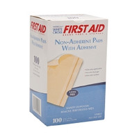 Adhesive Dressing American White Cross First Aid® 2 X 3 Inch Polyester / Rayon / Film Rectangle Tan Sterile  (1200/CS)