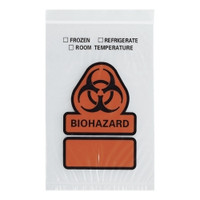Specimen Transport Bag with Document Pouch 8 X 10 Inch Zip Closure Biohazard Symbol / Storage Instructions NonSterile  (100/PK)