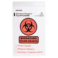 Specimen Transport Bag with Document Pouch McKesson 6 X 9 Inch Zip Closure Biohazard Symbol / Storage Instructions NonSterile  (100/PK)