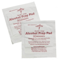 Alcohol Prep Pad Medline 70% Strength Isopropyl Alcohol Individual Packet Large Sterile  (100/BX)