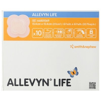 Foam Dressing Allevyn Life 6 X 6 Inch With Border Film Backing Silicone Adhesive Quadrilobe Sterile  (10/BX)