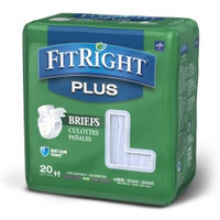 Unisex Adult Incontinence Brief FitRight™ Plus Large Disposable Moderate Absorbency  (20/BG)
