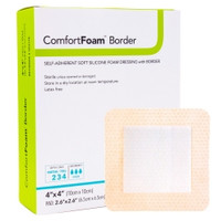 Foam Dressing ComfortFoam™ Border 4 X 4 Inch With Border Film Backing Silicone Adhesive Square Sterile  (1/EA)