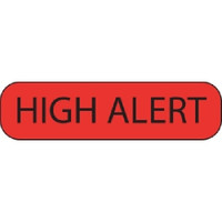 Pre-Printed Label MedVision® Warning Label Red Paper High Alert Black Alert Label 3/8 X 1-7/16 Inch  (1/RL)