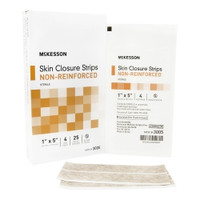 Skin Closure Strip McKesson 1 X 5 Inch Nonwoven Material Flexible Strip Tan  (25/BX)