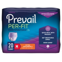 Female Adult Absorbent Underwear Prevail® Per-Fit® Women Pull On with Tear Away Seams Medium Disposable Moderate Absorbency  (20/BG)