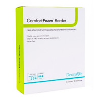Foam Dressing ComfortFoam™ Border 5 X 8 Inch With Border Film Backing Silicone Adhesive Elbow / Heel Sterile  (1/EA)