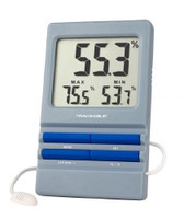 Digital Thermometer / Hygrometer with Alarm Traceable® Fahrenheit / Celsius -58° to +158°F (-50° to +70°C) External Probe Desk / Wall Mount Battery Operated  (1/EA)