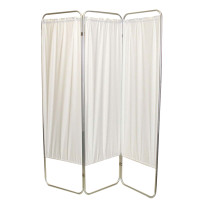 Standard 3-Panel Privacy Screen - White 6 mil vinyl, 48" W x 68" H extended, 19" W x 68" H x2.5" D folded (650101W)