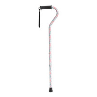 Adjustable Height Offset Handle Cane with Gel Hand Grip, Floral Adjustable Height Offset Handle Cane with Gel Hand Grip, Floral