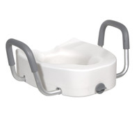 Premium Plastic Raised Toilet Seat with Lock and Padded Armrests, Elongated Premium Plastic Raised Toilet Seat with Lock and Padded Armrests, Elongated